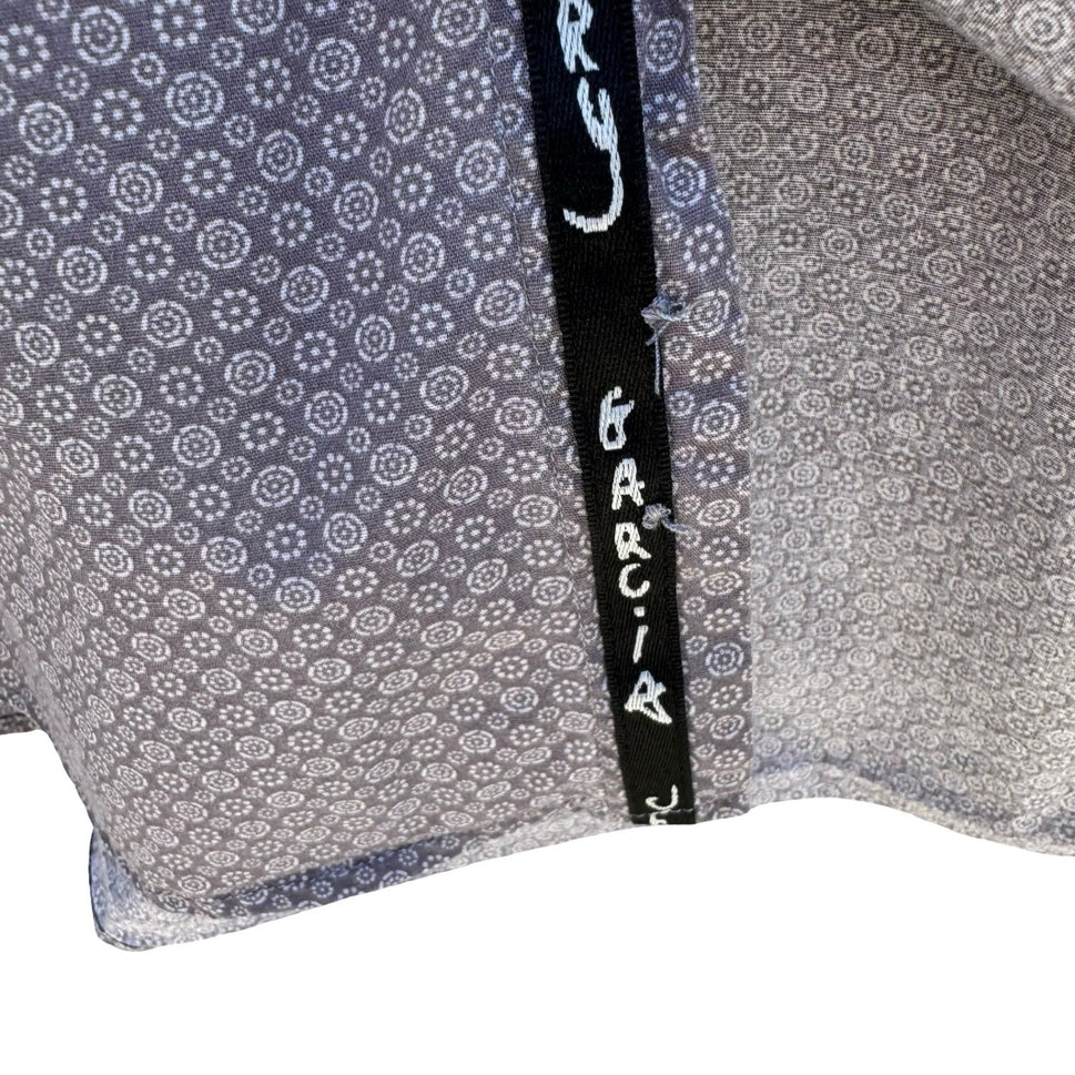 Jerry Garcia Mens L Grey Geometric Medallion Button Down Shirt Grateful Dead