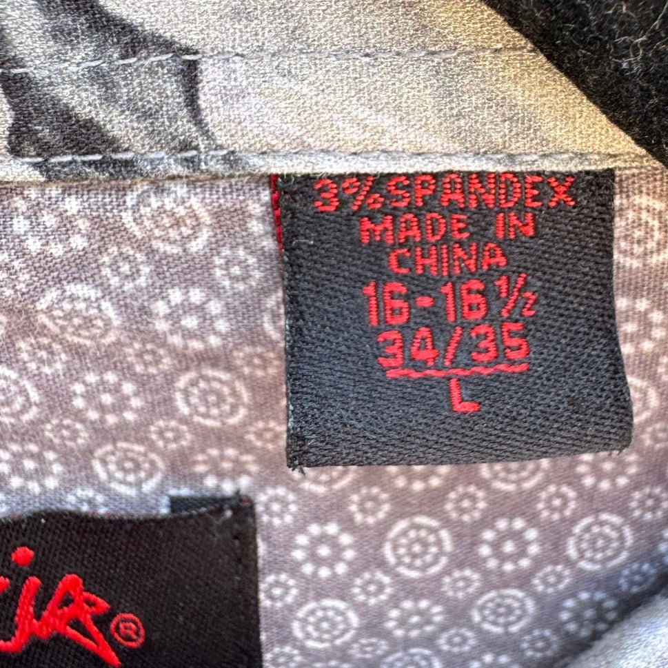 Jerry Garcia Mens L Grey Geometric Medallion Button Down Shirt Grateful Dead