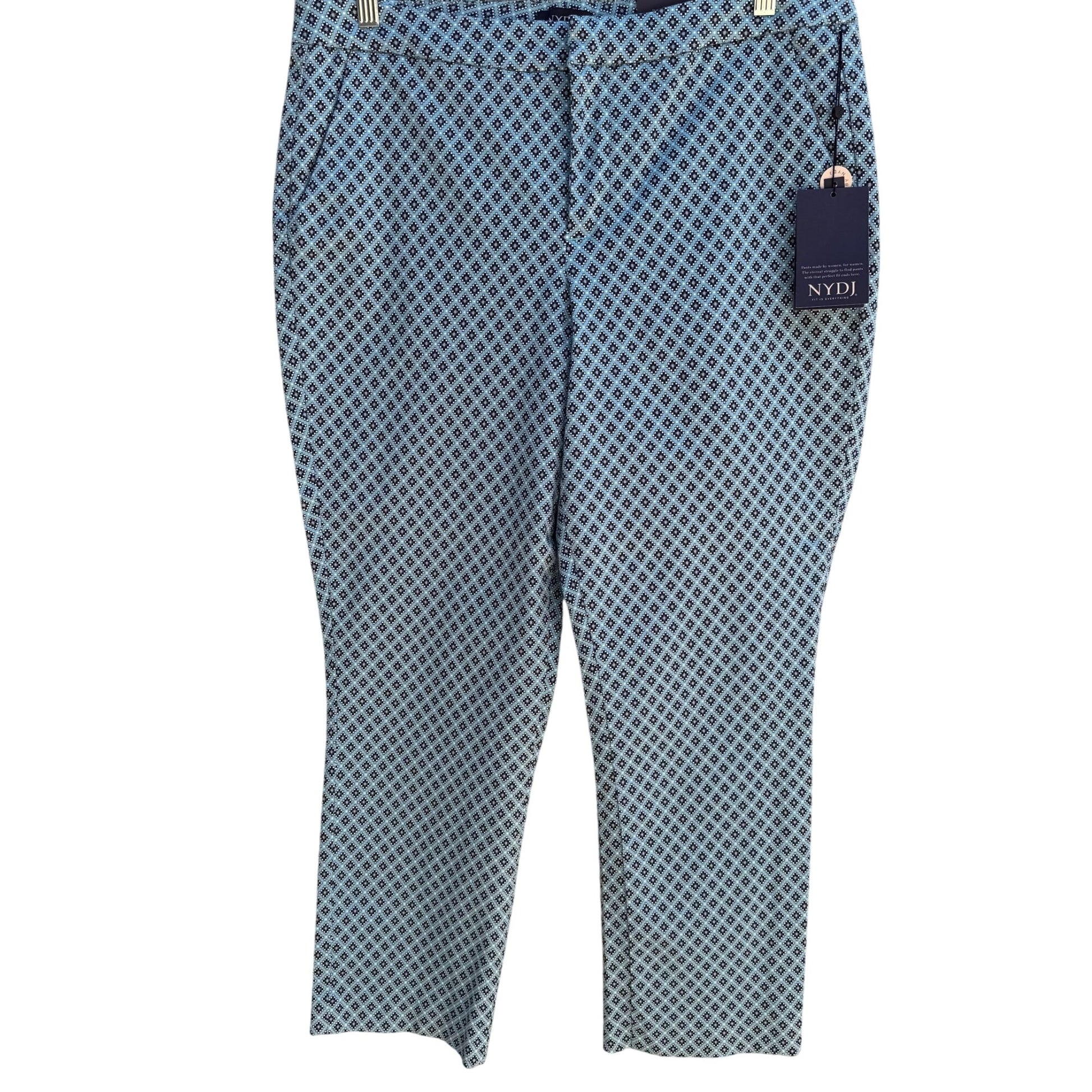 Not Your Daughters Jeans NYDJ Womens Lift Tuck Blue Preppy Geometric Pant New 14