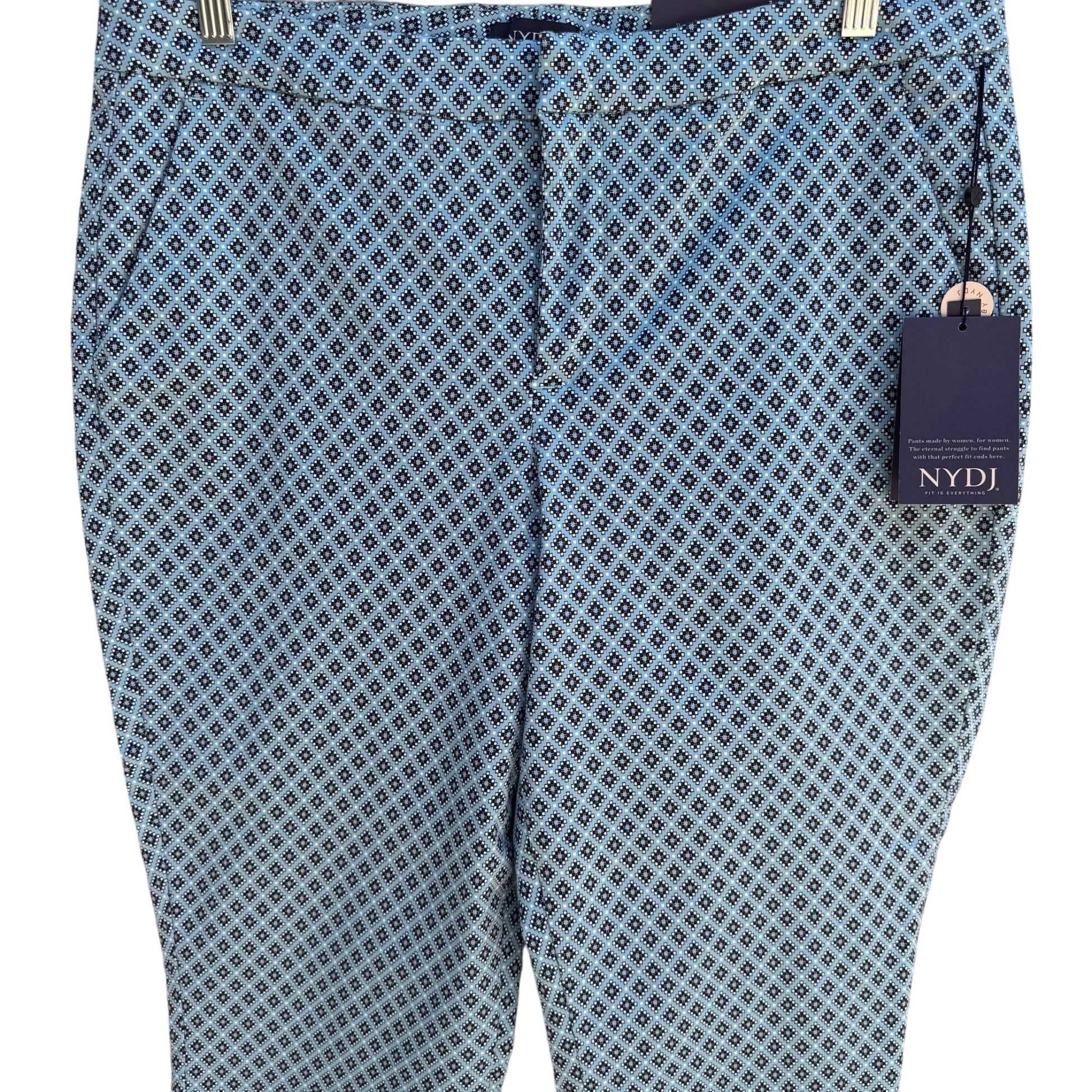 Not Your Daughters Jeans NYDJ Womens Lift Tuck Blue Preppy Geometric Pant New 14