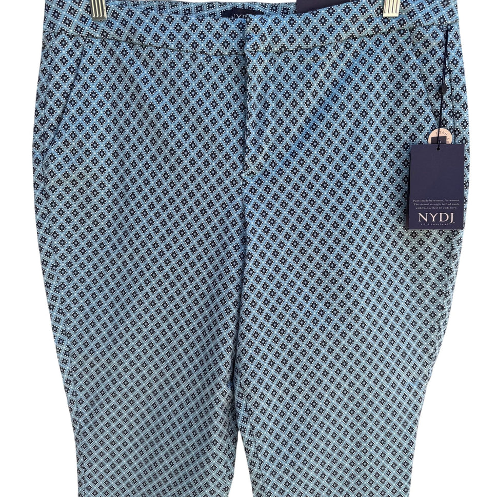 Not Your Daughters Jeans NYDJ Womens Lift Tuck Blue Preppy Geometric Pant New 14