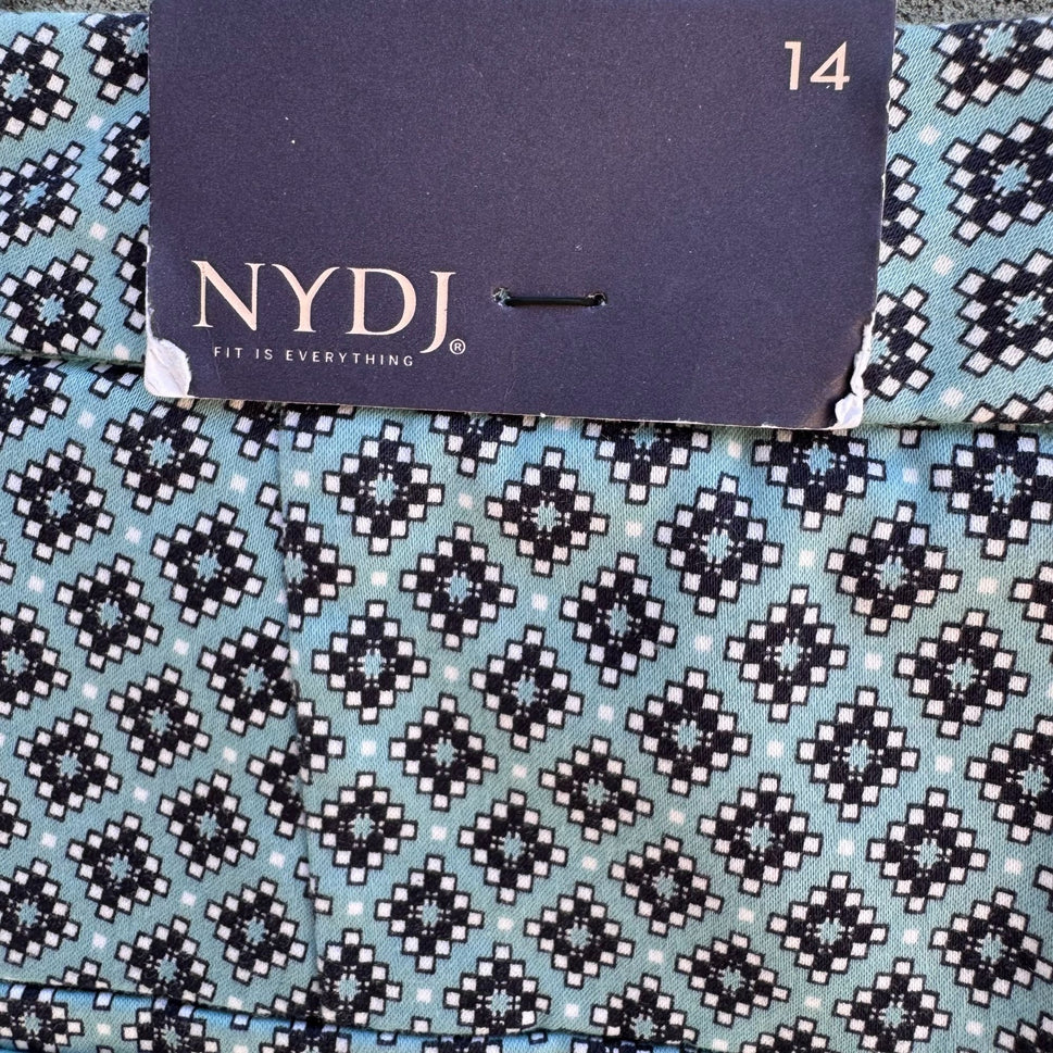 Not Your Daughters Jeans NYDJ Womens Lift Tuck Blue Preppy Geometric Pant New 14