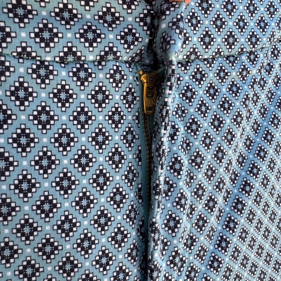 Not Your Daughters Jeans NYDJ Womens Lift Tuck Blue Preppy Geometric Pant New 14