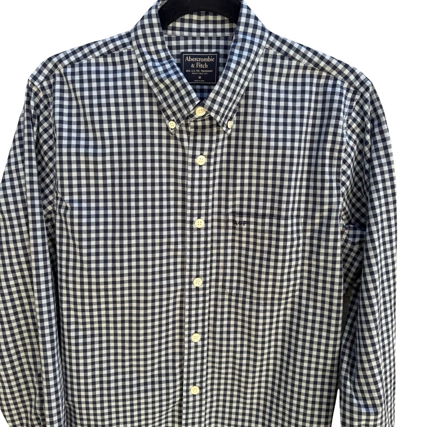 Abercrombie & Fitch Preppy Gingham Shirt Navy Check Academic Nautical Mens M