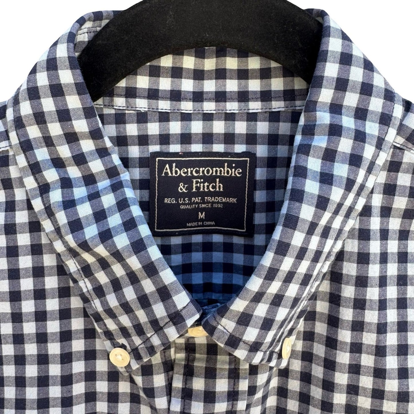 Abercrombie & Fitch Preppy Gingham Shirt Navy Check Academic Nautical Mens M