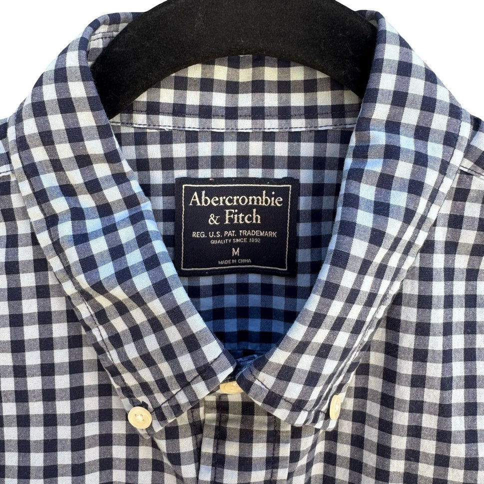 Abercrombie & Fitch Preppy Gingham Shirt Navy Check Academic Nautical Mens M