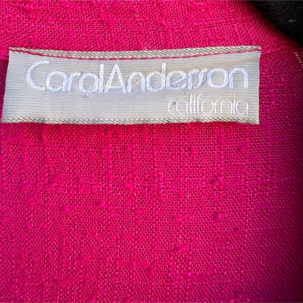 Carol Anderson California Vintage Pink Cap Sleeve A Line Button Front Midi Dress