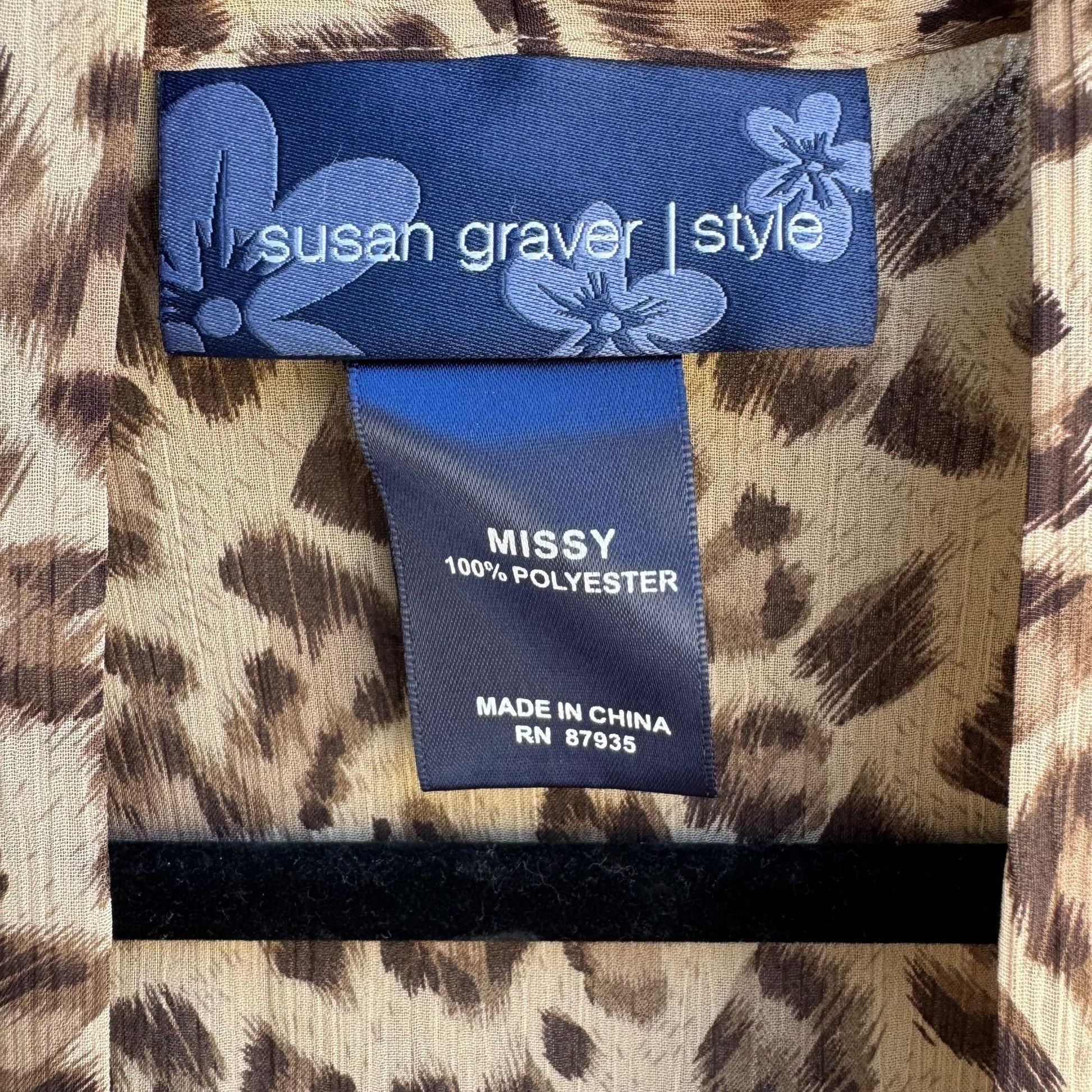 Susan Graver Style Womens Leopard Print Semi Sheer Duster Cardigan Missy Size