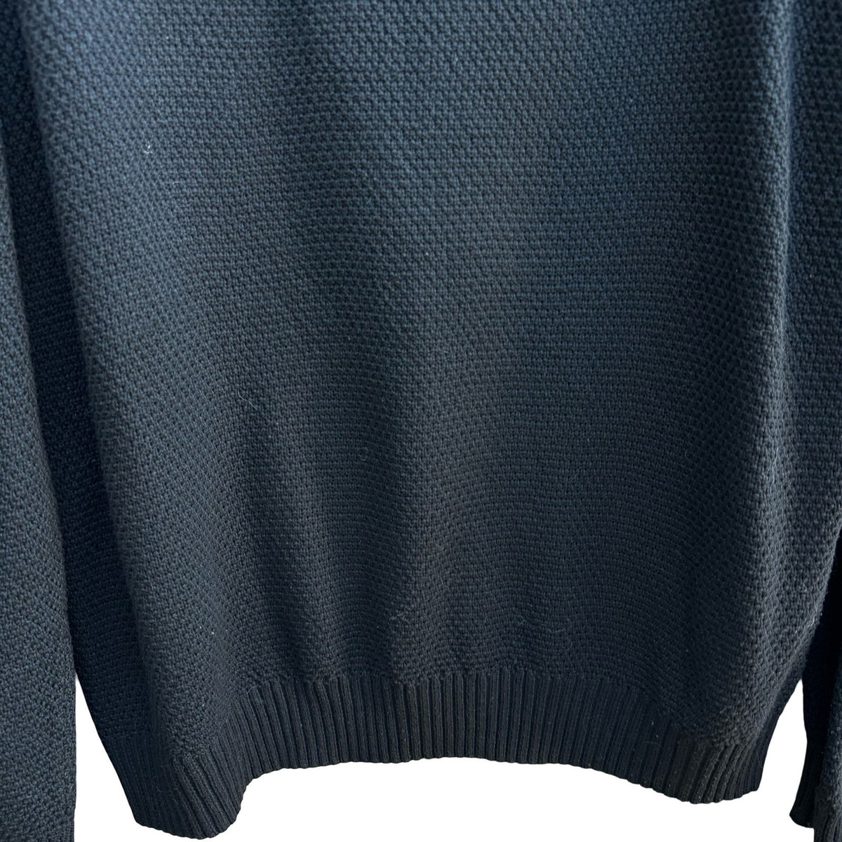 Minimalist Geometric Chevron Textured Knit Crewneck Sweater Charcoal Mens L