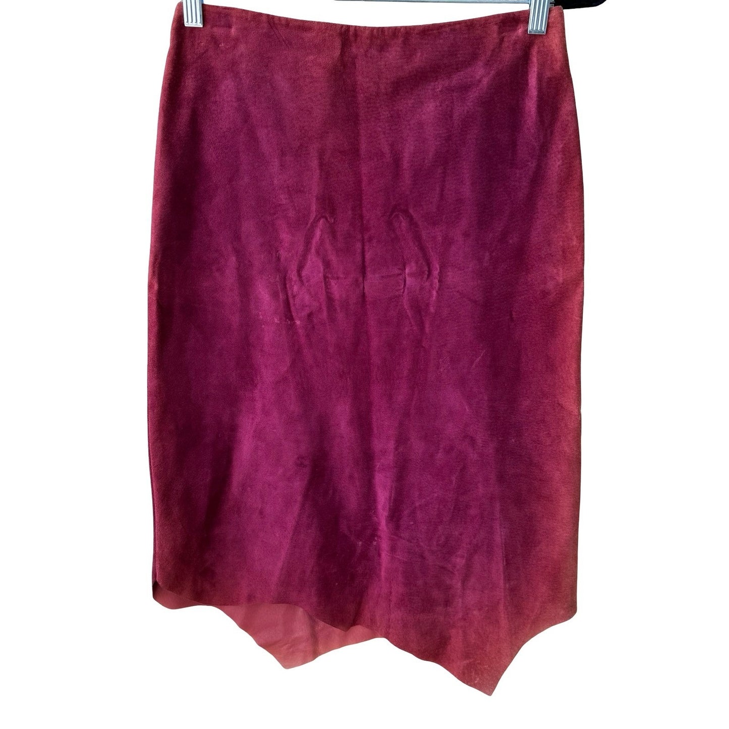 Nicole Miller Y2K Jewel Ombre Suede Leather Raw Edge Avant Garde Pencil Skirt 2