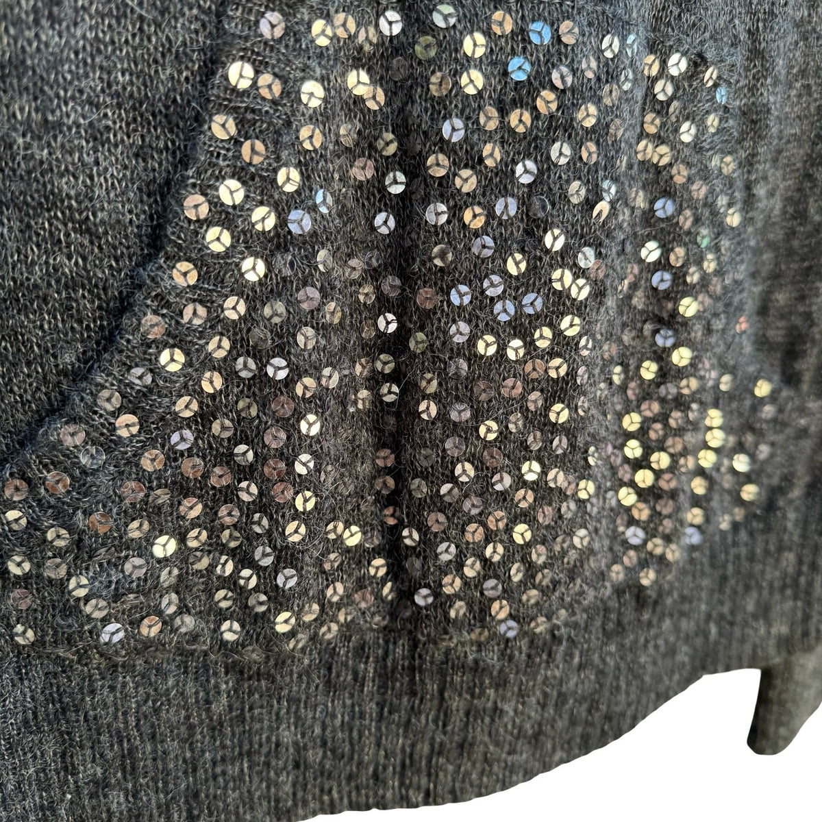 Joes Jeans Y2K Indie Sleaze Mohair Wool Blend Glam Sequin Hoodie Sweater Gray S