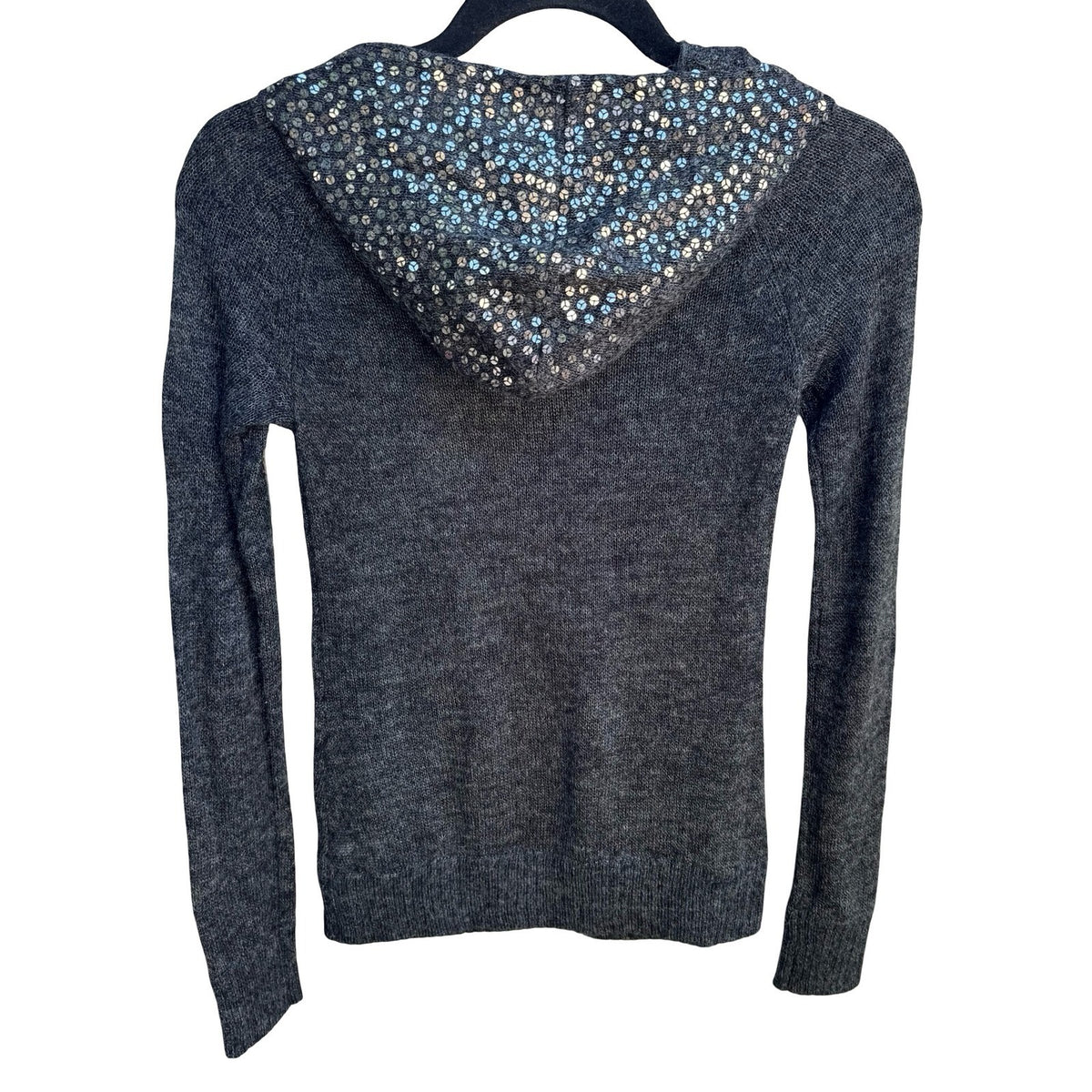 Joes Jeans Y2K Indie Sleaze Mohair Wool Blend Glam Sequin Hoodie Sweater Gray S