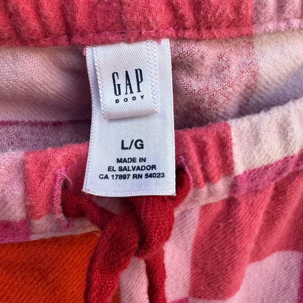 Gap Body Colorblock Pink Plaid Pajama Elastic Drawstring Waist Loungewear Pants L