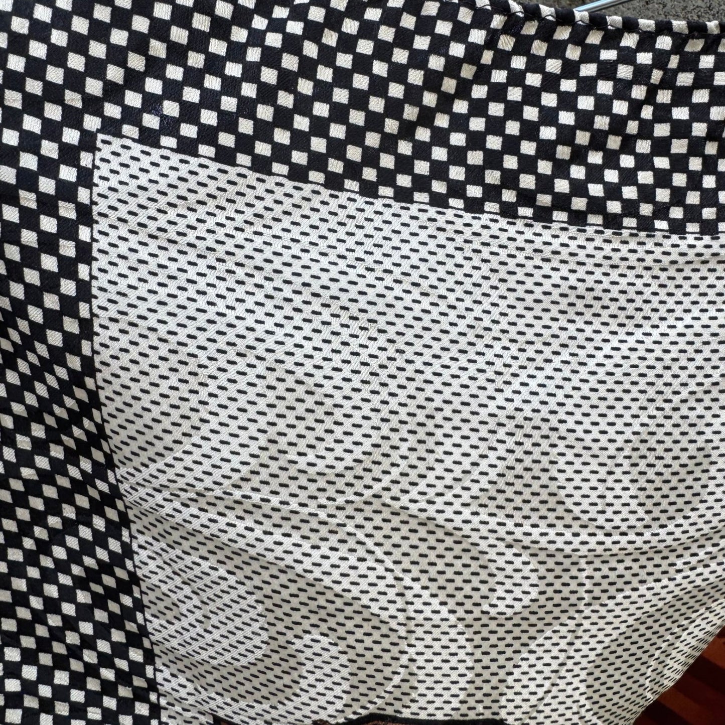 Vintage Reversible Pocket Squares 2 Set Geometric Orange Brown Black White Check