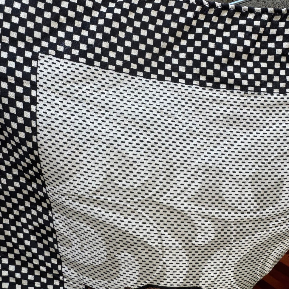 Vintage Reversible Pocket Squares 2 Set Geometric Orange Brown Black White Check