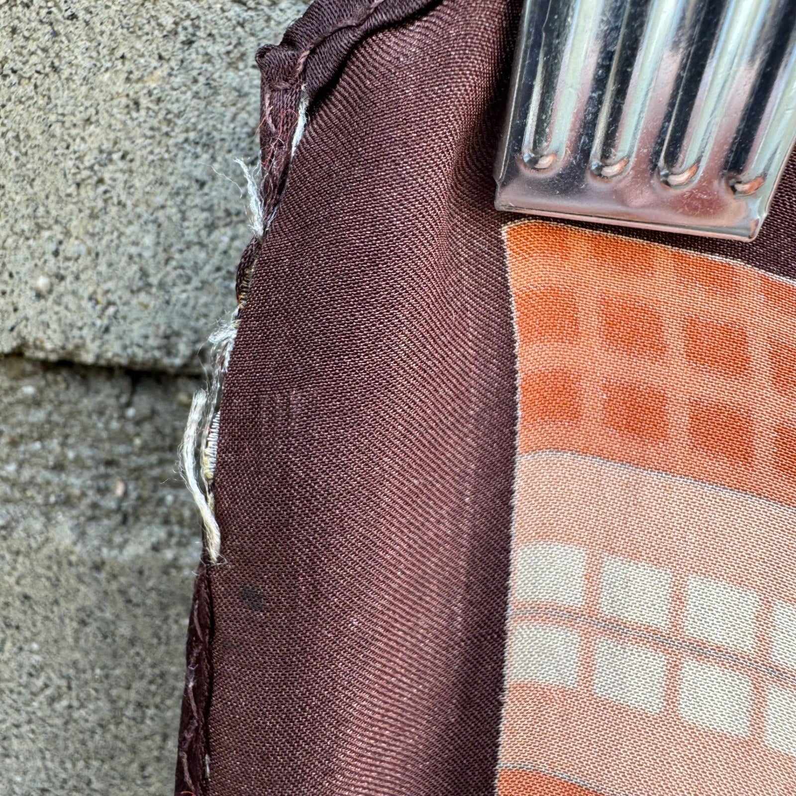 Vintage Reversible Pocket Squares 2 Set Geometric Orange Brown Black White Check