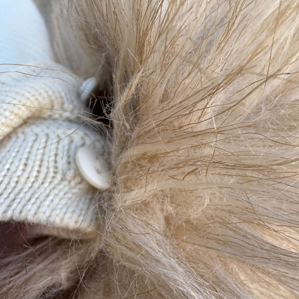 Randolph Duke The Look Removable Faux Fur Trim Cream Wrap Knit Cardigan Sweater S