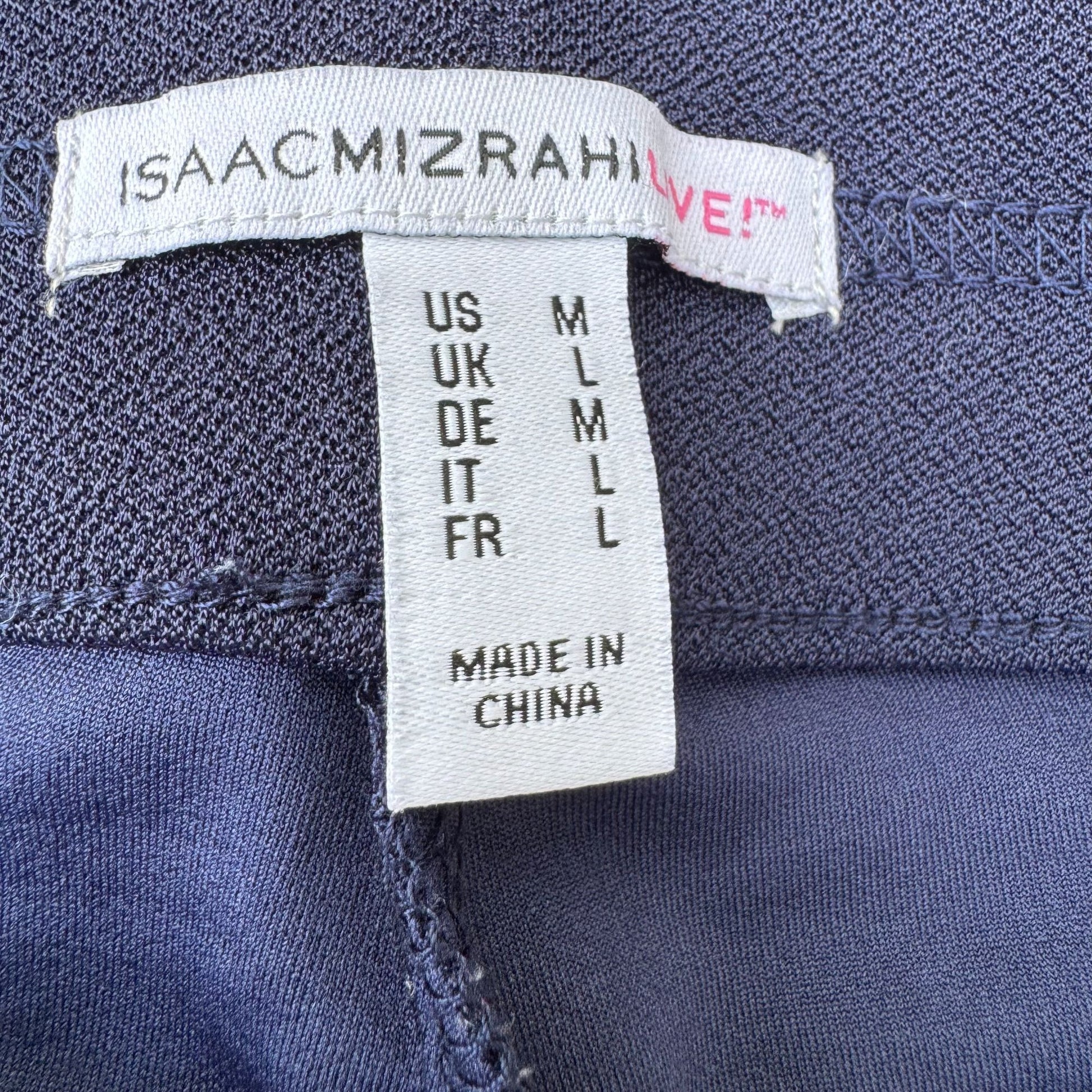Isaac Mizrahi Womens M Navy Stretch Wide-Leg Jersey Dress Pant Preppy Minimalist