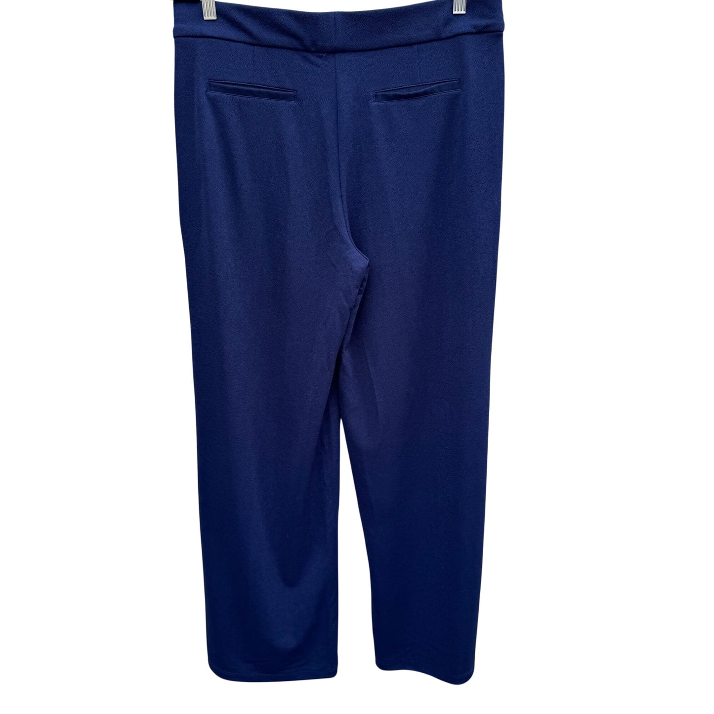 Isaac Mizrahi Womens M Navy Stretch Wide-Leg Jersey Dress Pant Preppy Minimalist