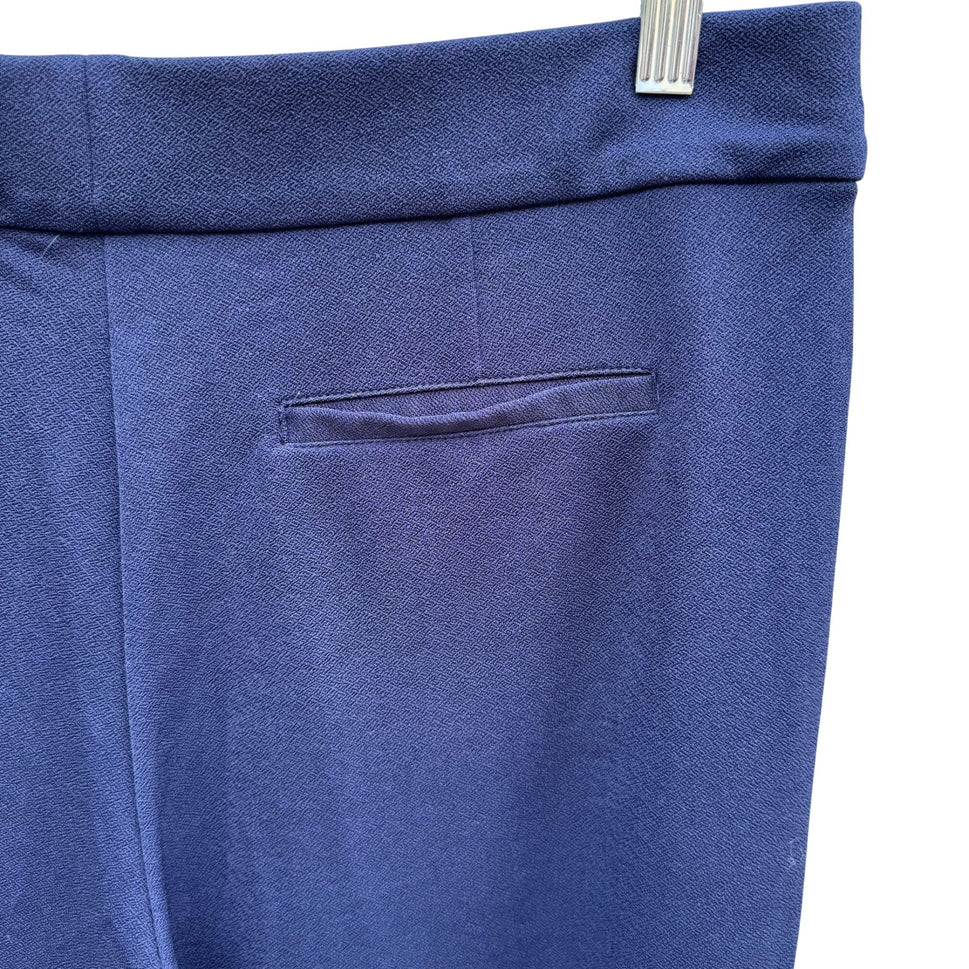 Isaac Mizrahi Womens M Navy Stretch Wide-Leg Jersey Dress Pant Preppy Minimalist