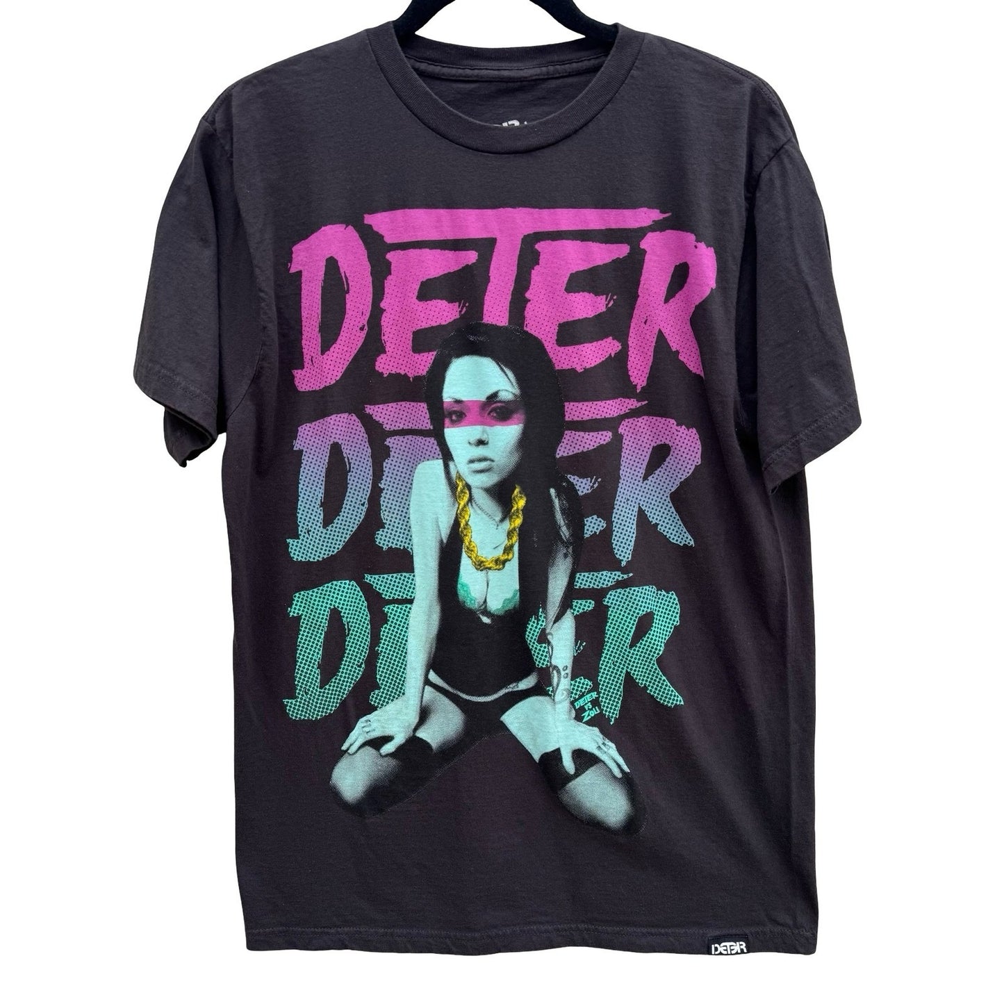 Deter Determined Clothing Womens L Graphic Tee Charcoal Gray Streetwear Shirt