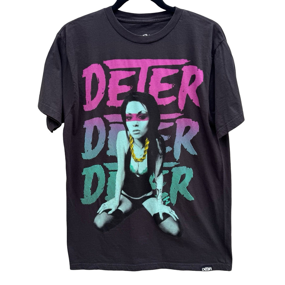 Deter Determined Clothing Womens L Graphic Tee Charcoal Gray Streetwear Shirt