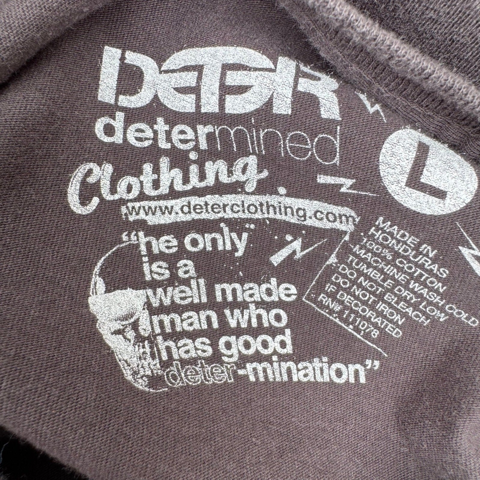 Deter Determined Clothing Womens L Graphic Tee Charcoal Gray Streetwear Shirt