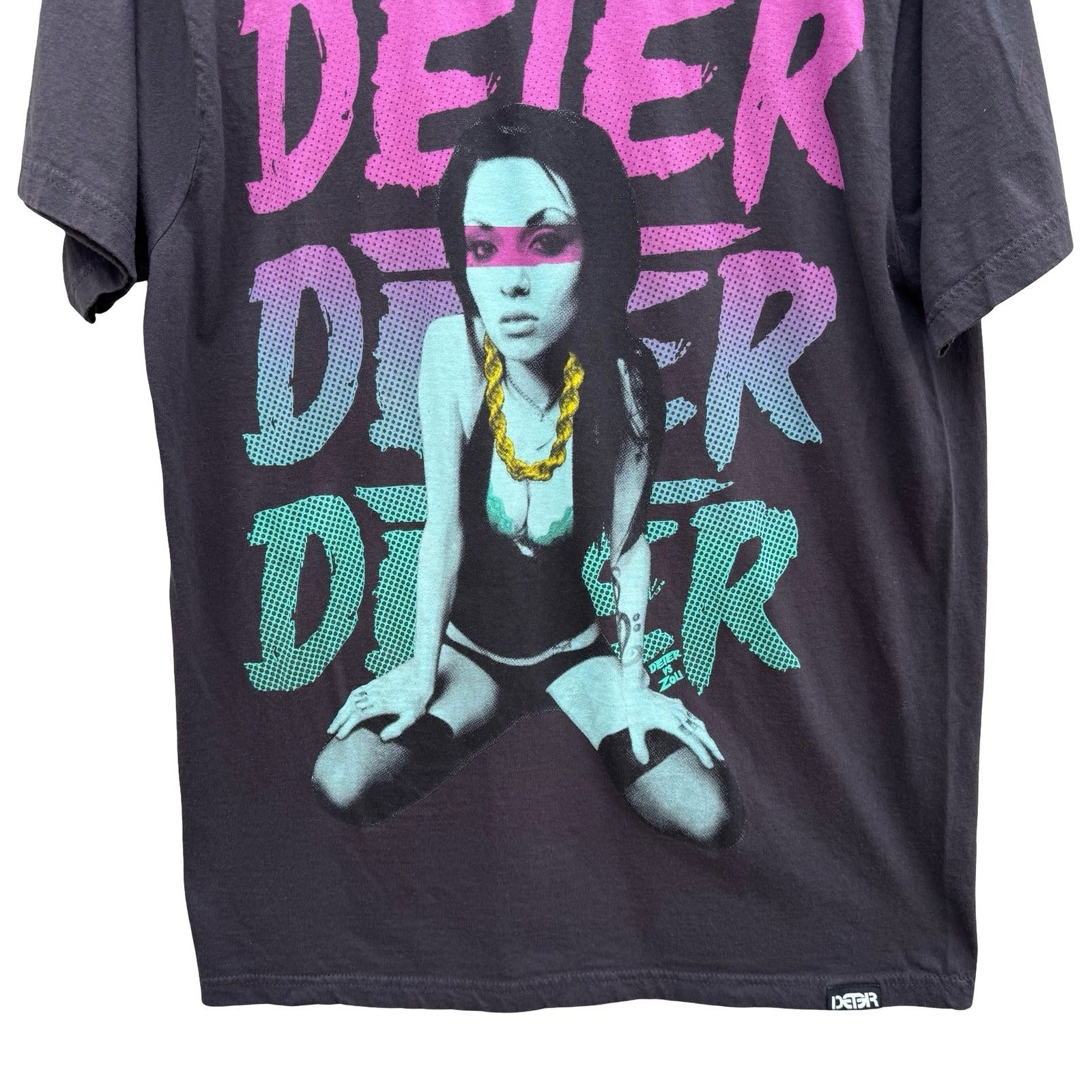 Deter Determined Clothing Womens L Graphic Tee Charcoal Gray Streetwear Shirt