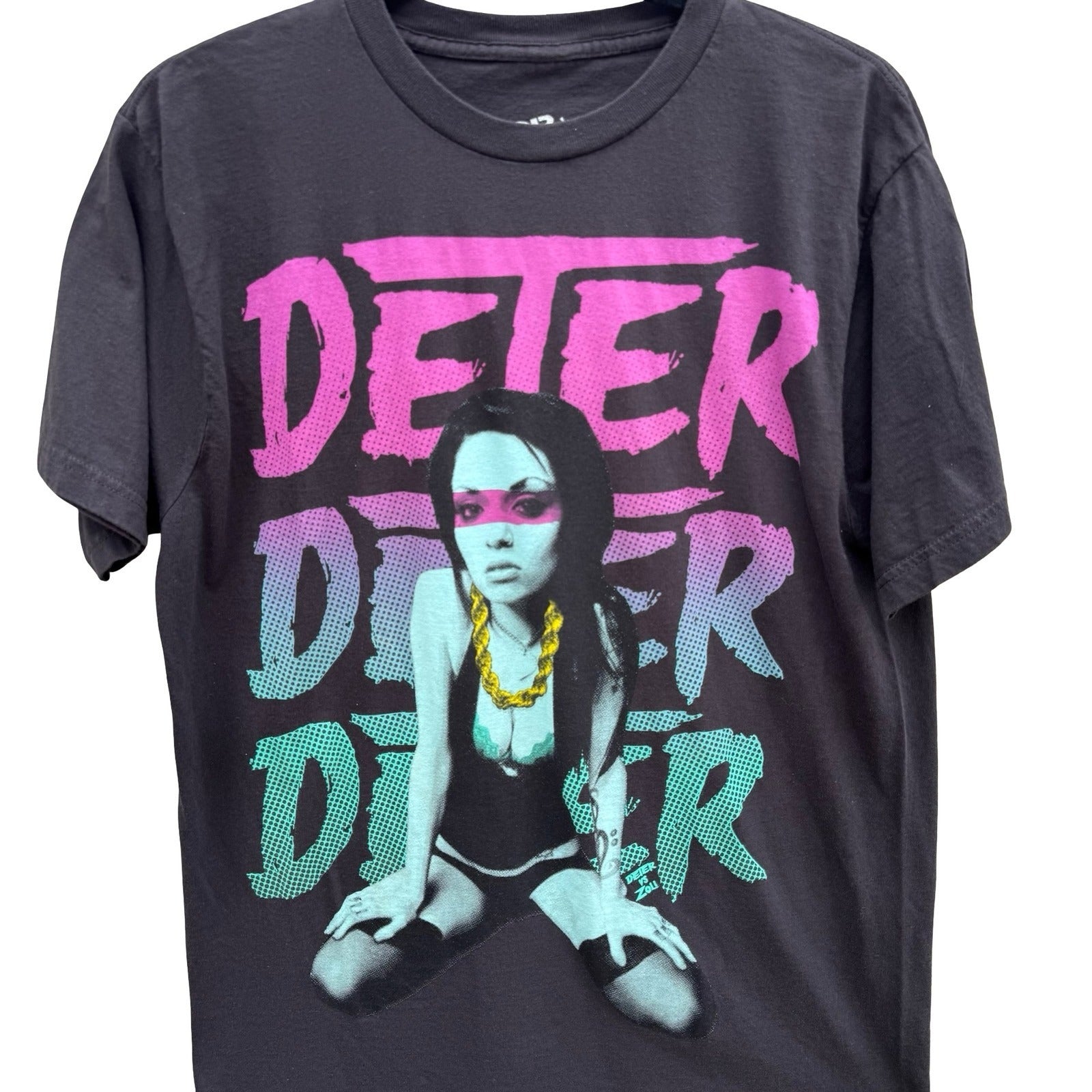 Deter Determined Clothing Womens L Graphic Tee Charcoal Gray Streetwear Shirt