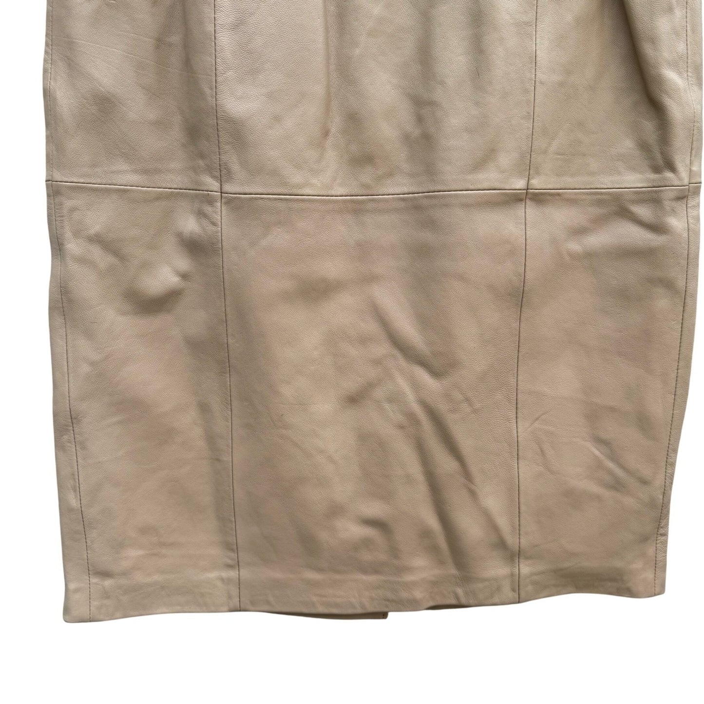 Terry Lewis Classic Luxuries Camel Leather Pencil Skirt Petite 6P Tan Midi T5011