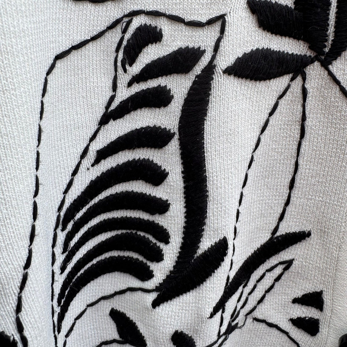Yarns & Stitches Coastal Minimalist Embroidered Art To Wear Leaf Cardigan 1X