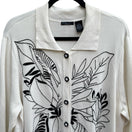 Switch Yarns &amp; Stitches Coastal Minimalist Embroidered Art To Wear Leaf Cardigan 1X 3 image