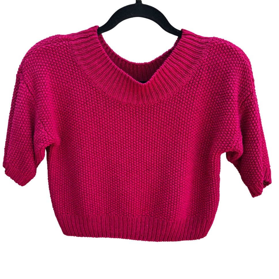 Liz Claiborne Vintage Knit Short-Sleeve Silk Blend Pink Cropped Sweater Top P