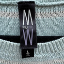 Switch Marla Wynne Womens Cotton Linen Striped Asymmetrical Hem Sweater Seafoam Green L 2 image