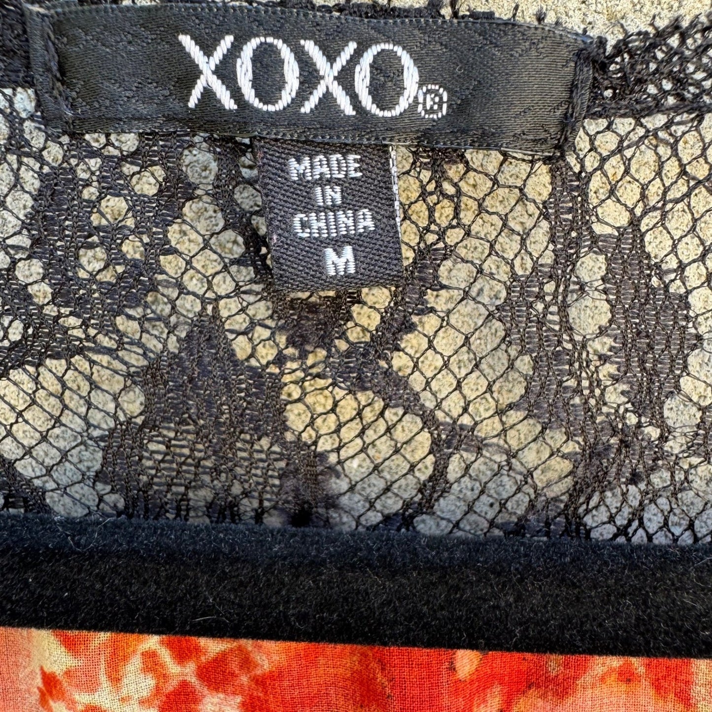 XOXO Y2K Red Animal Print Lace Tie Front Blouse M Snakeskin Leopard Maximalist