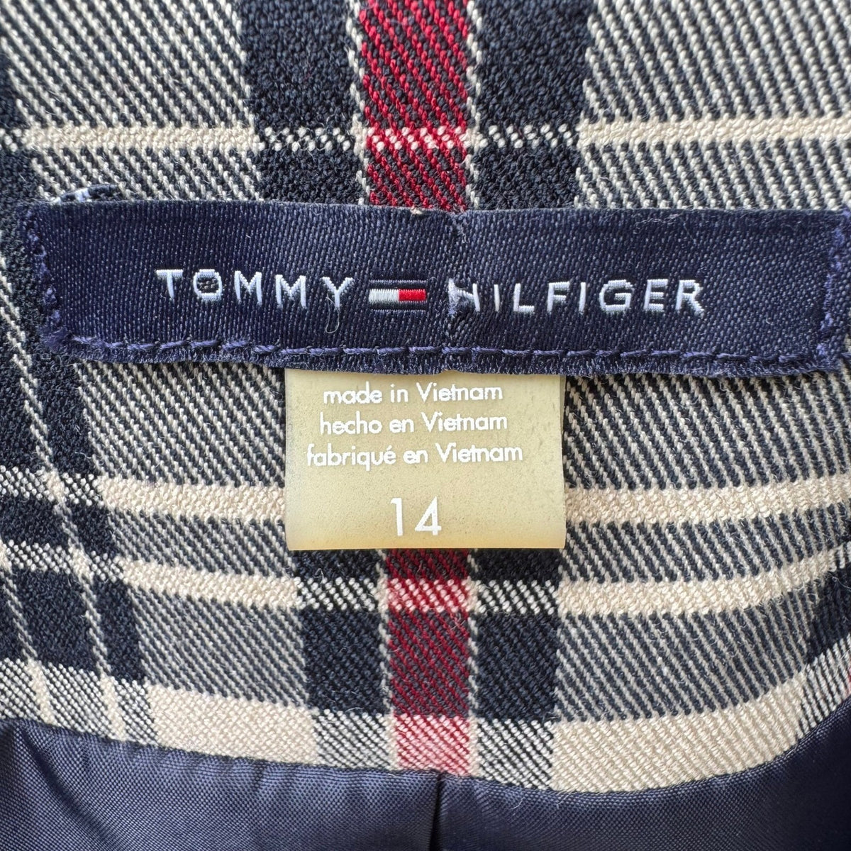 Tommy Hilfiger Plaid Elbow Patch Preppy Collegiate Schoolgirl Blazer Womens 14