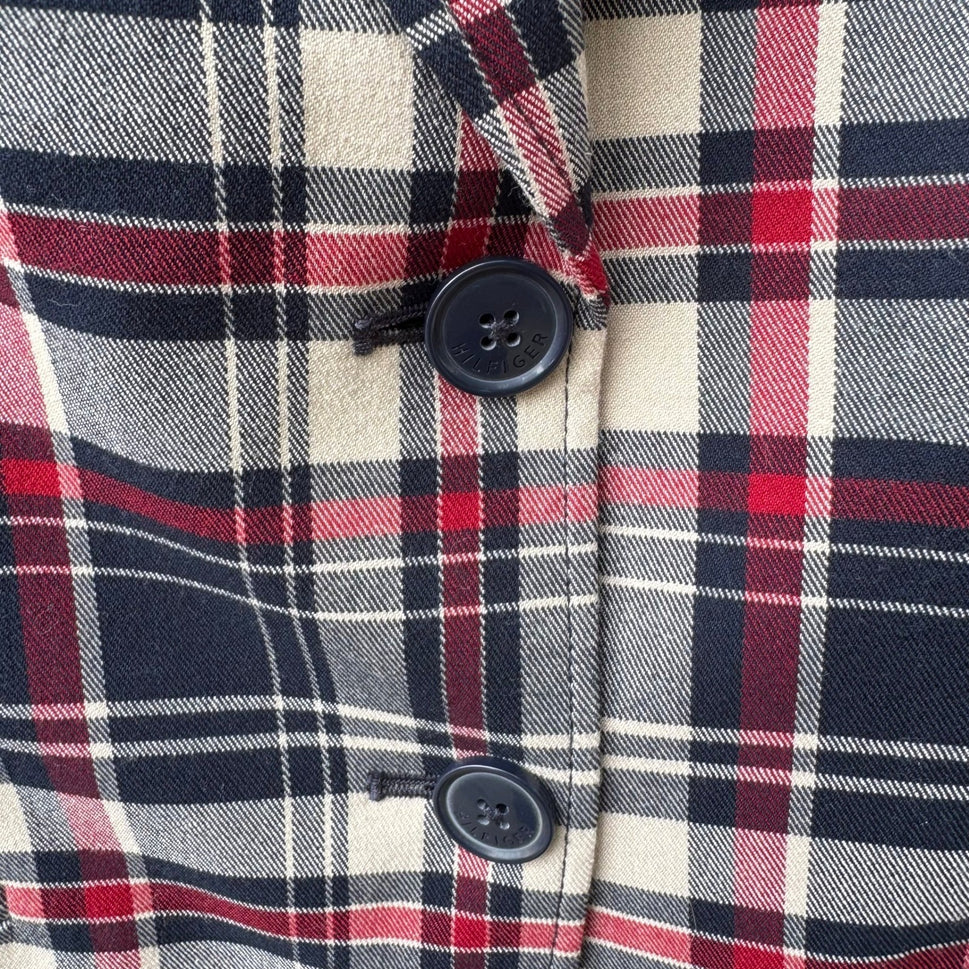 Tommy Hilfiger Plaid Elbow Patch Preppy Collegiate Schoolgirl Blazer Womens 14