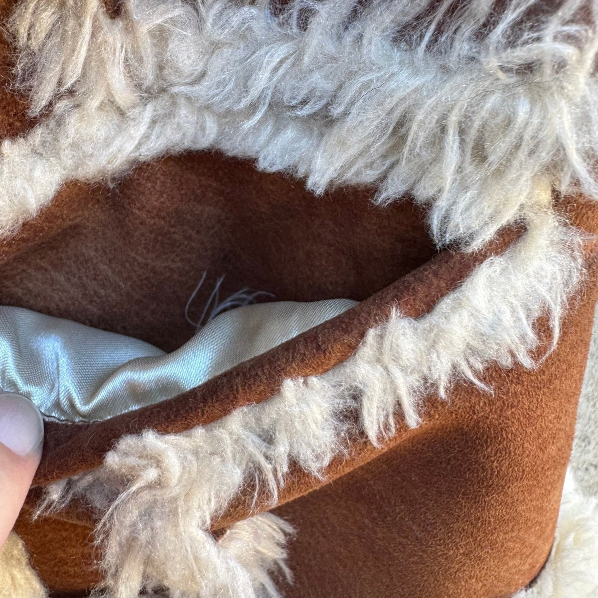 Guess Y2K Faux Shearling Suede Western Boho Penny Lane Open Front Vest Brown XS