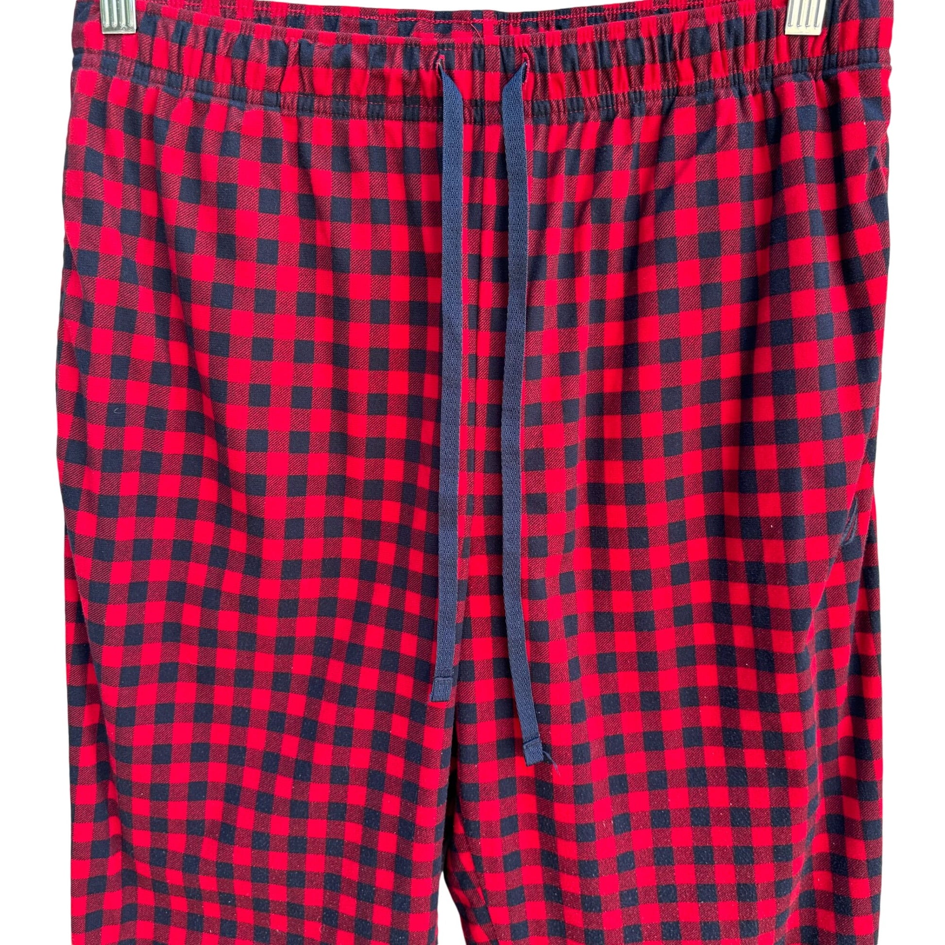 Nautica Men's Red & Black Plaid Flannel Pajama Elastic & Drawstring Waist Pants