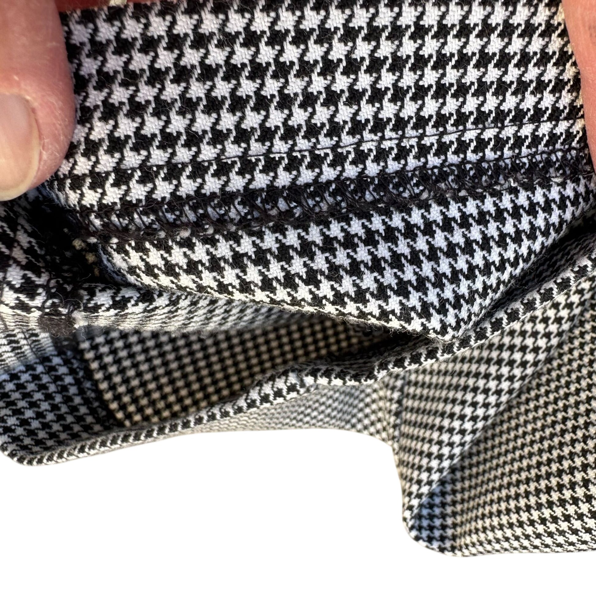 Tofy Vintage Womens High-Waisted Black White Houndstooth Pleated Trouser Pant 16