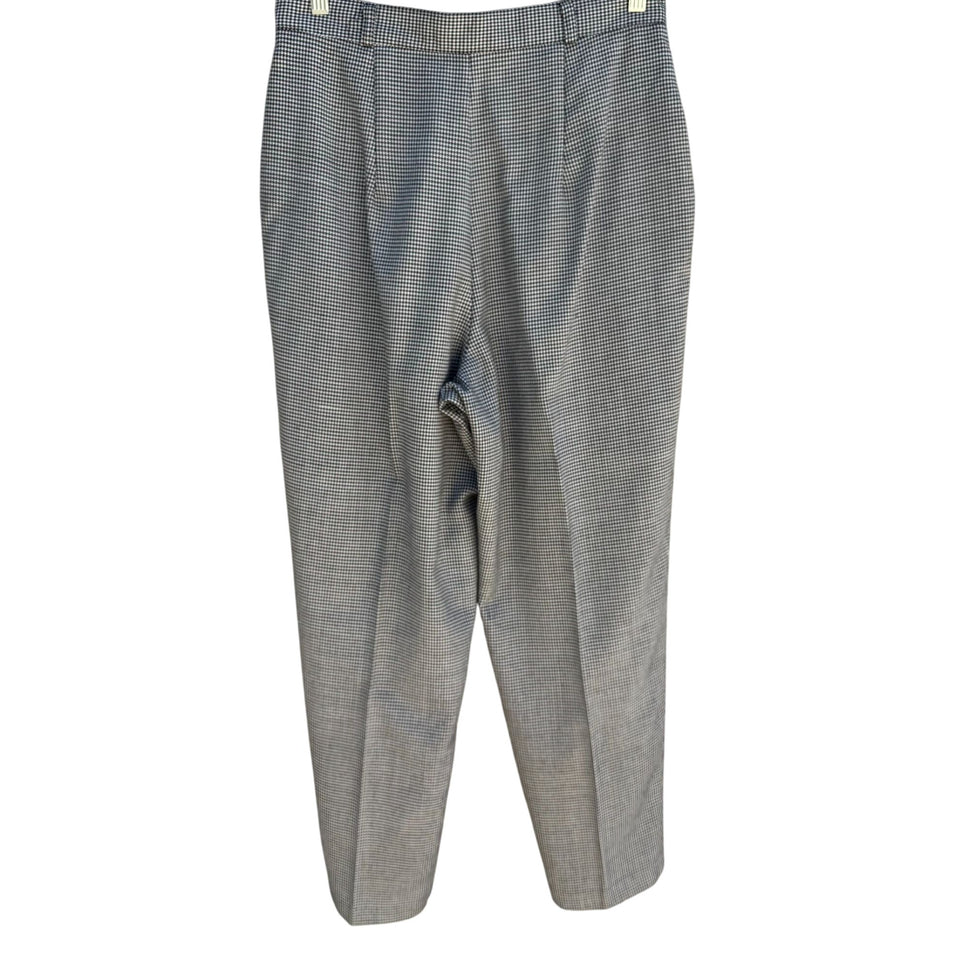 Tofy Vintage Womens High-Waisted Black White Houndstooth Pleated Trouser Pant 16