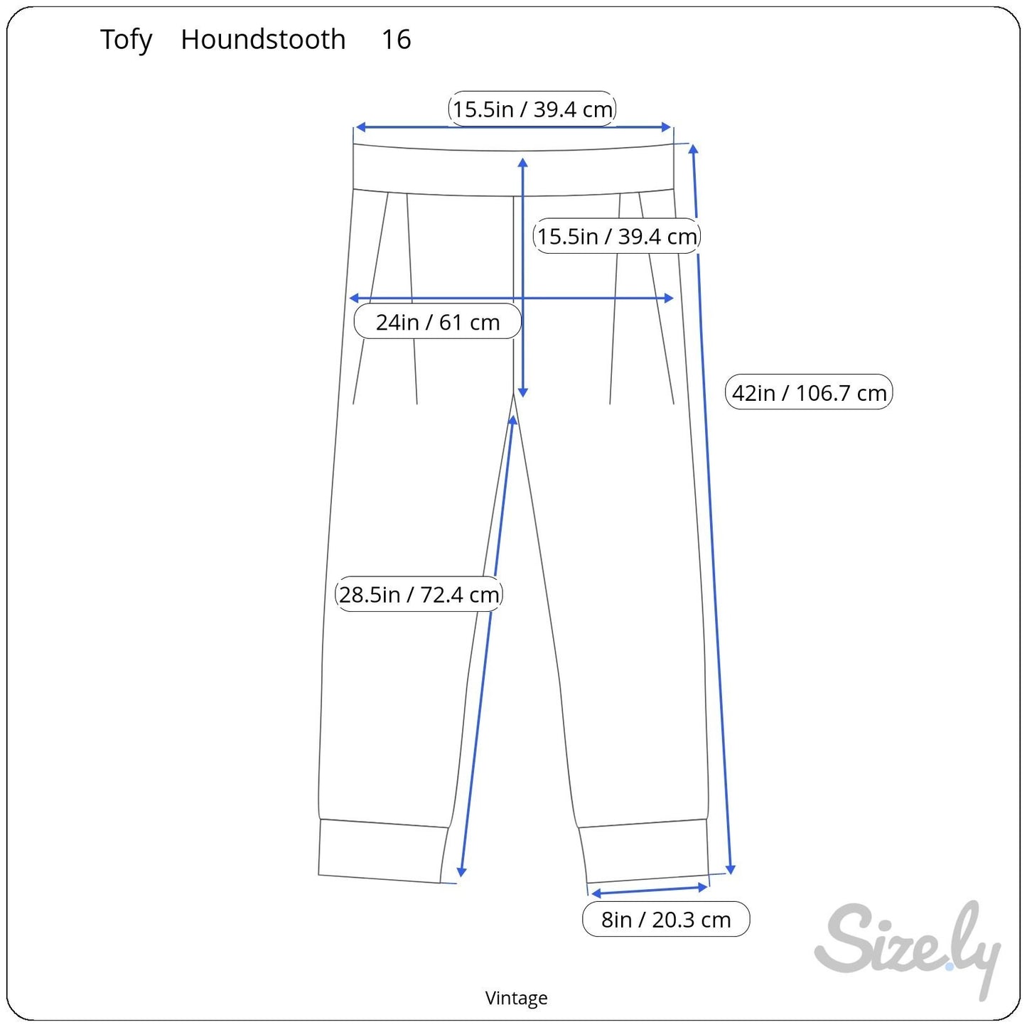 Tofy Vintage Womens High-Waisted Black White Houndstooth Pleated Trouser Pant 16