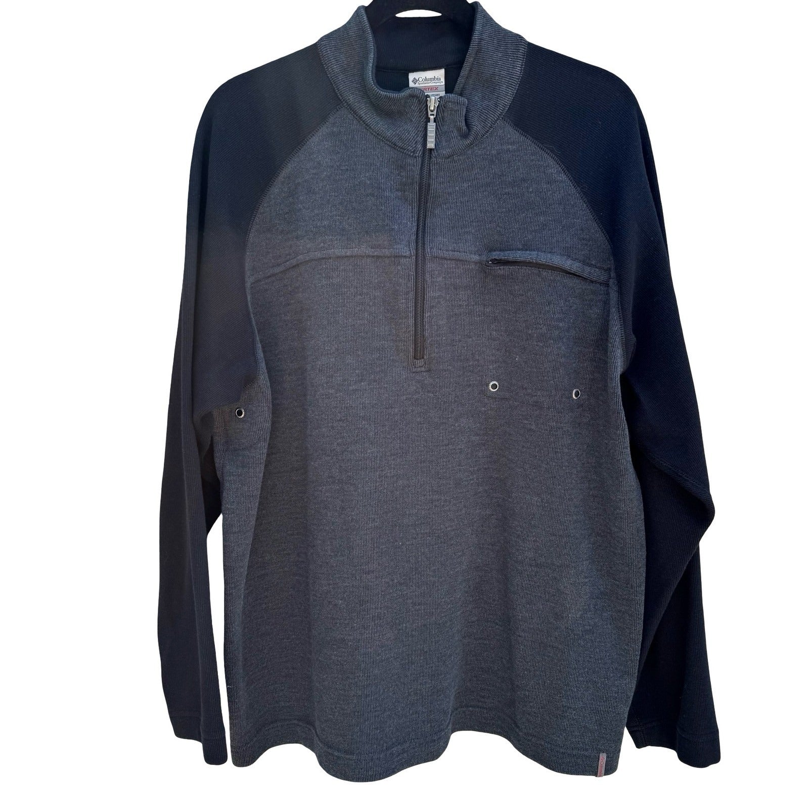 Columbia Vertex Mens XXL Quarter Zip Pullover Grey Black Ribbed Fleece AM6811