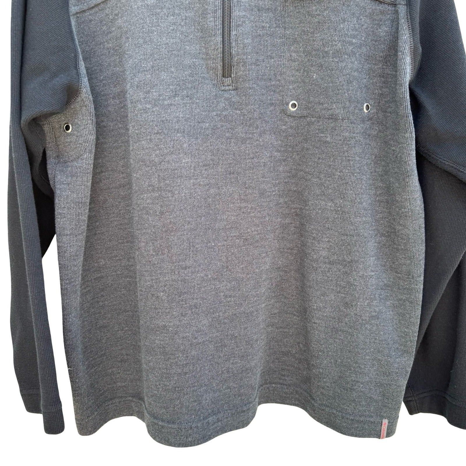 Columbia Vertex Mens XXL Quarter Zip Pullover Grey Black Ribbed Fleece AM6811