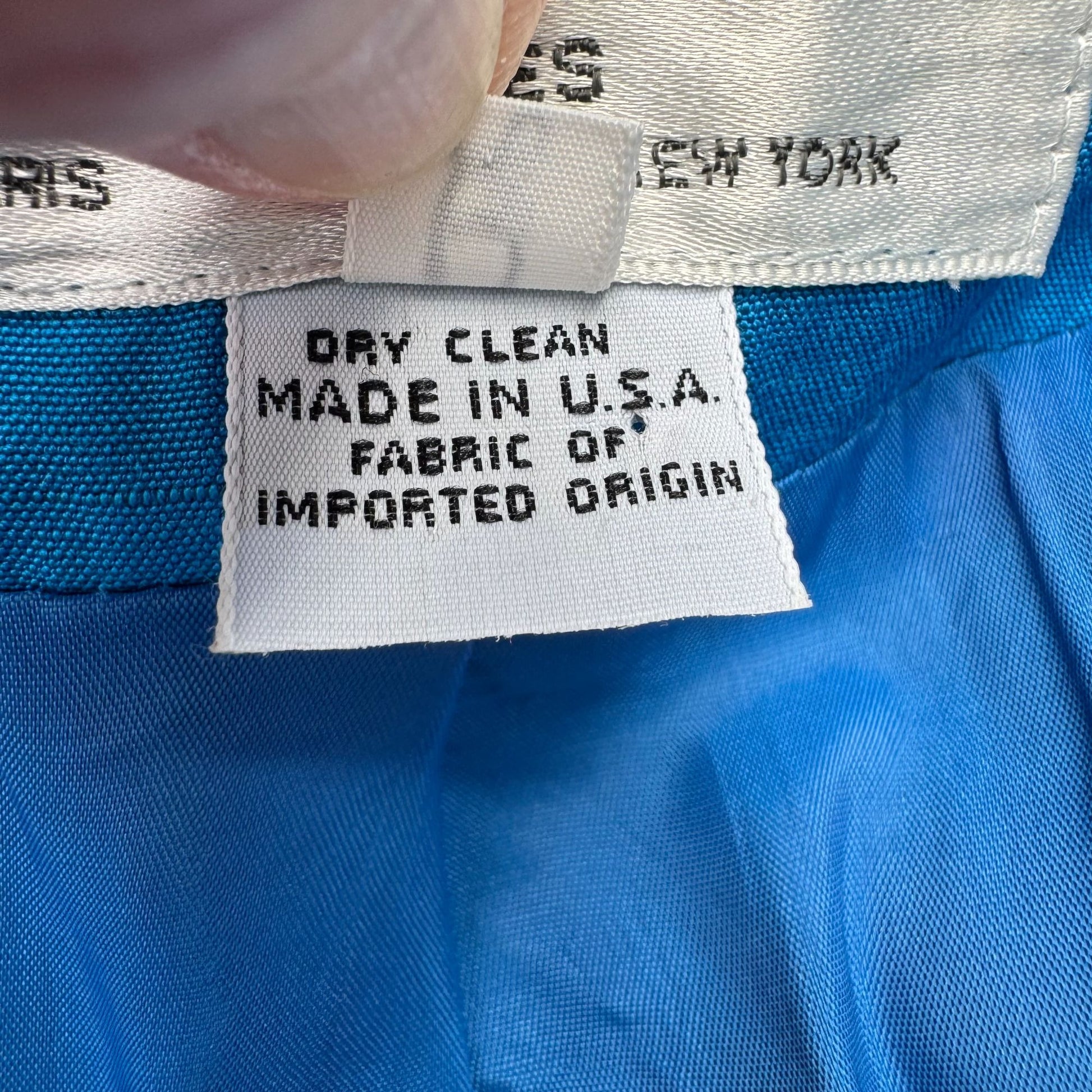 Christian Dior Vintage Blue Mother-Of-Pearl Button Long Sleeve Blazer Skirt Suit