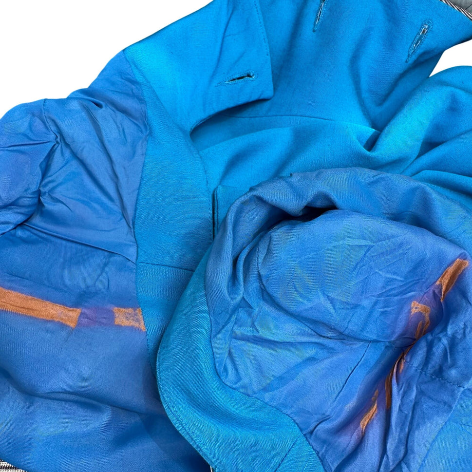 Christian Dior Vintage Blue Mother-Of-Pearl Button Long Sleeve Blazer Skirt Suit