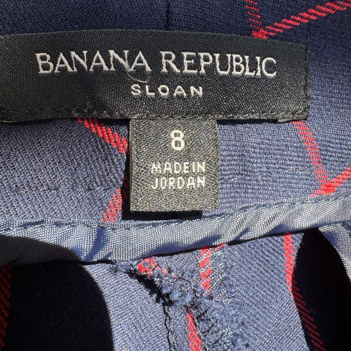 Banana Republic Sloan Windowpane Plaid Golf Preppy School Girl Ankle Pant Navy 8