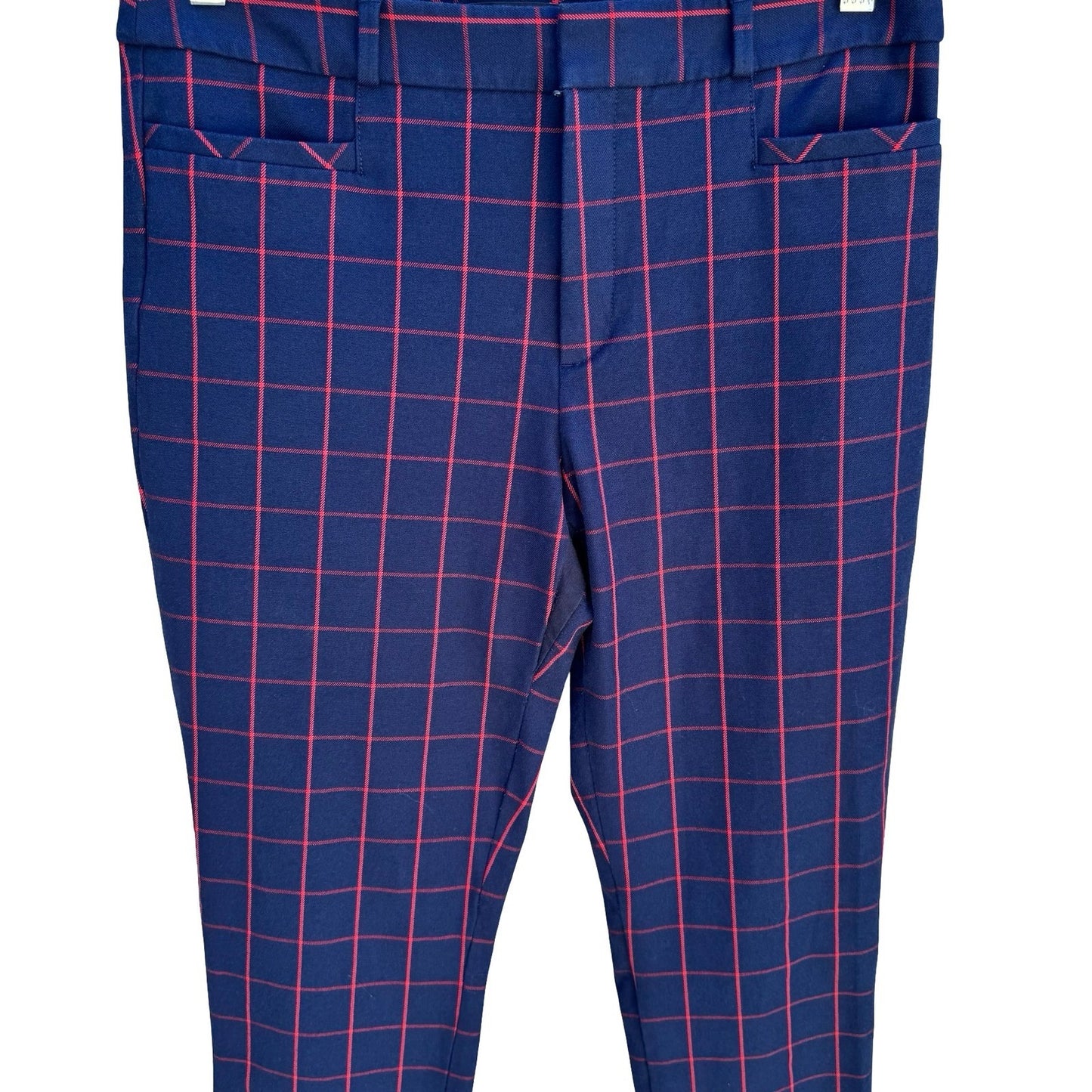 Banana Republic Sloan Windowpane Plaid Golf Preppy School Girl Ankle Pant Navy 8