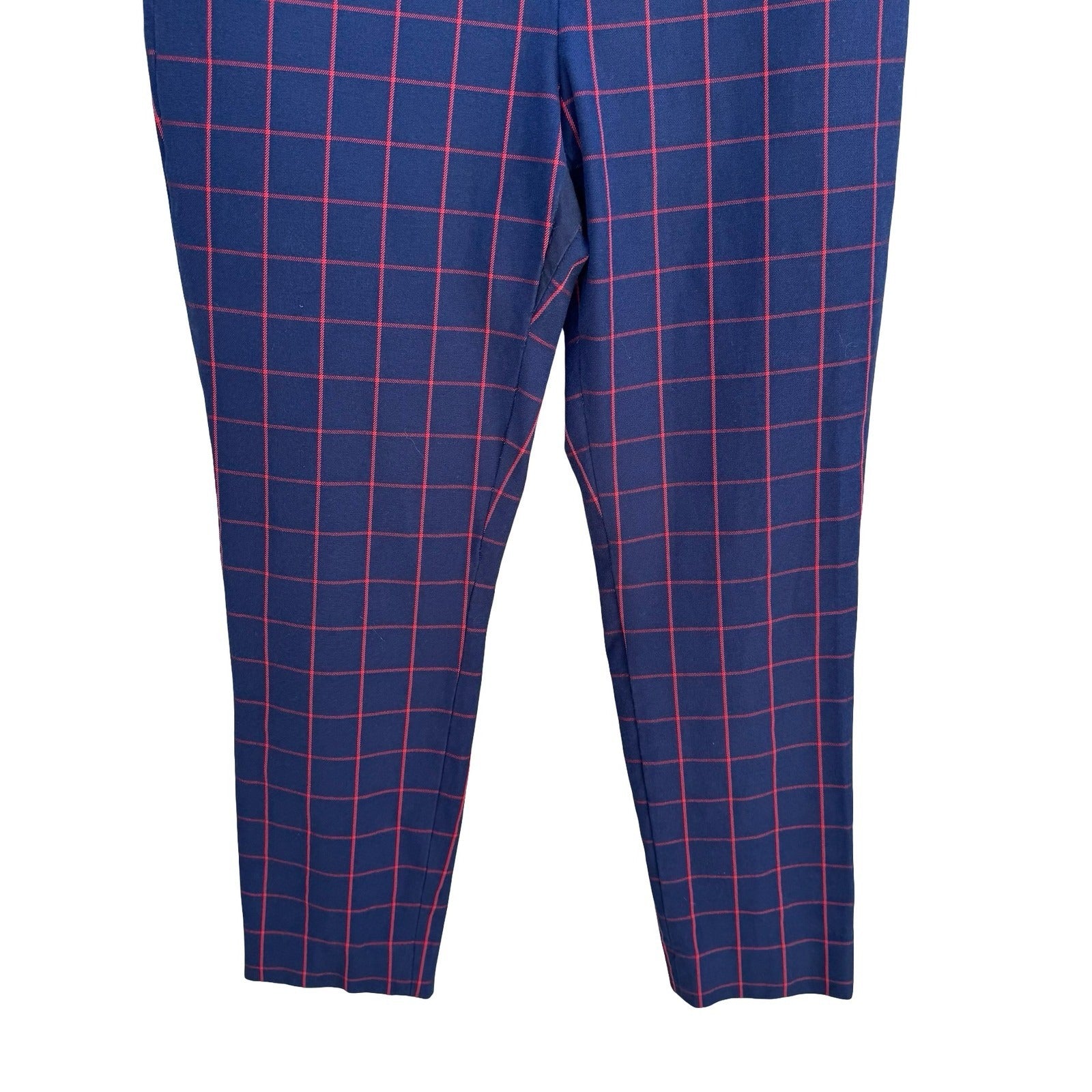 Banana Republic Sloan Windowpane Plaid Golf Preppy School Girl Ankle Pant Navy 8