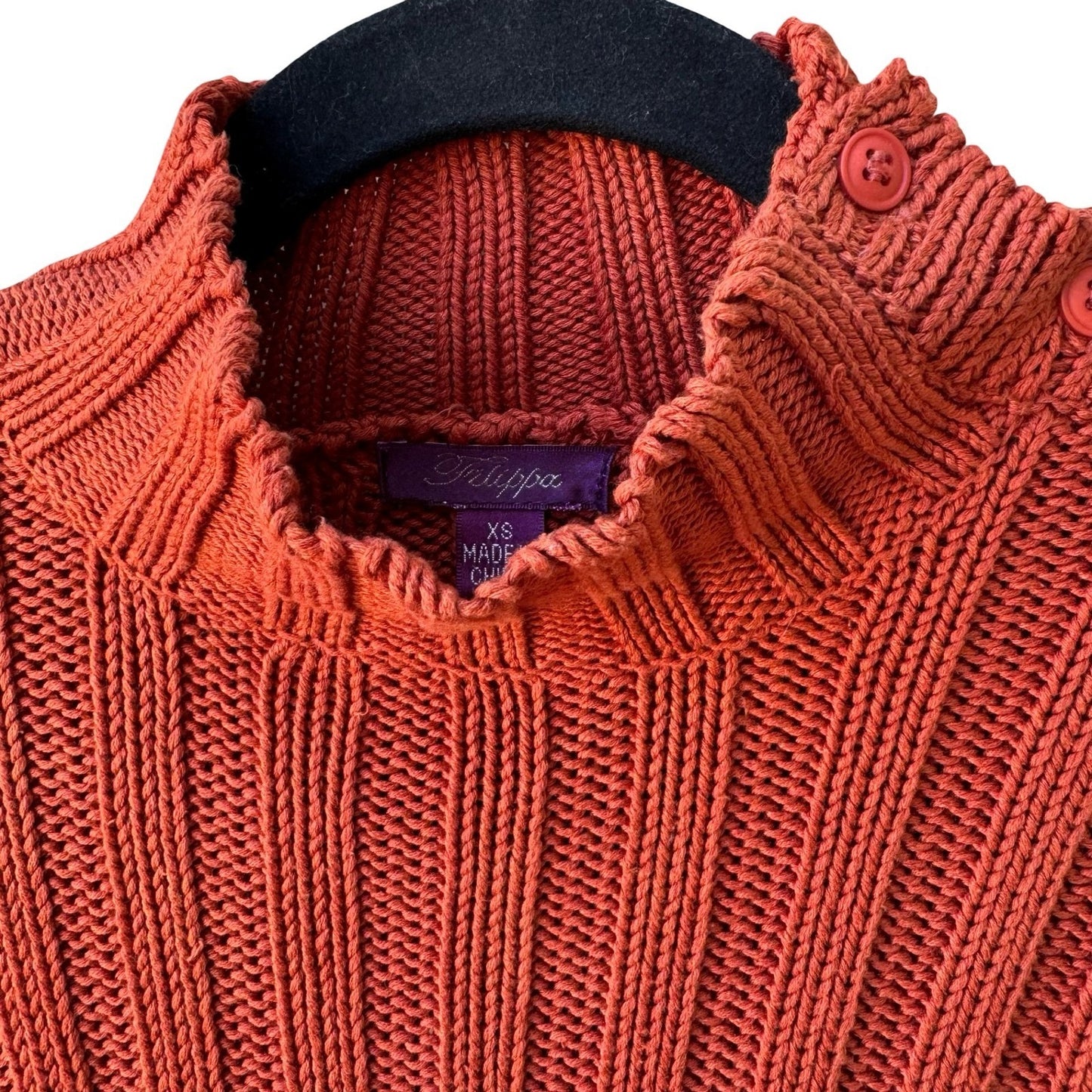 Filippa Y2K Silk Cotton Minimalist Ribbed Knit Button Sleeve Fisherman Sweater